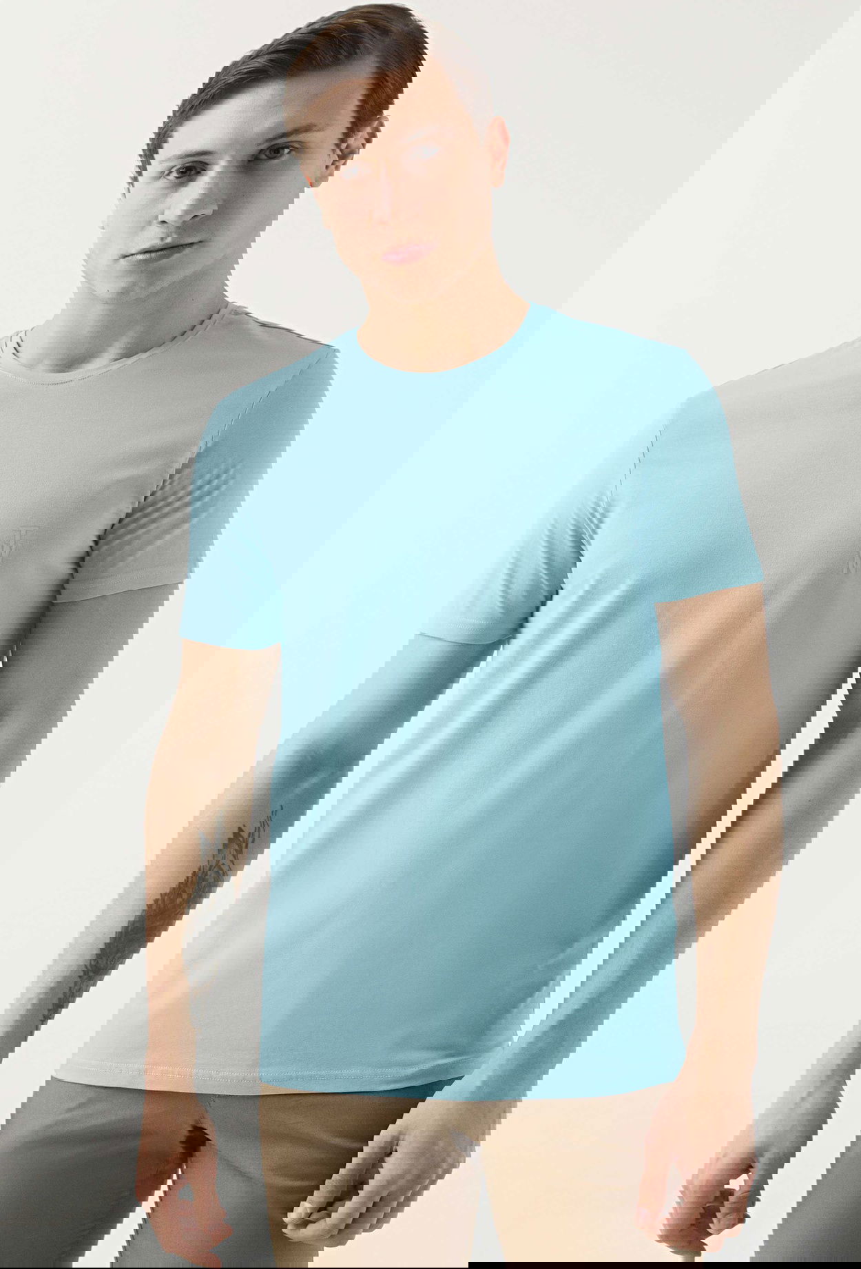 Twn Slim Fit Aqua Düz Kabartma Baskılı T-Shirt