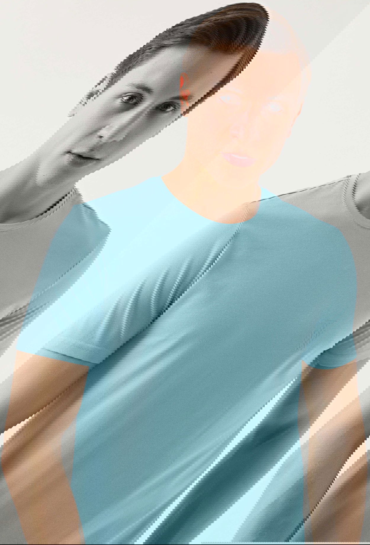 Twn Slim Fit Aqua Düz Kabartma Baskılı T-Shirt