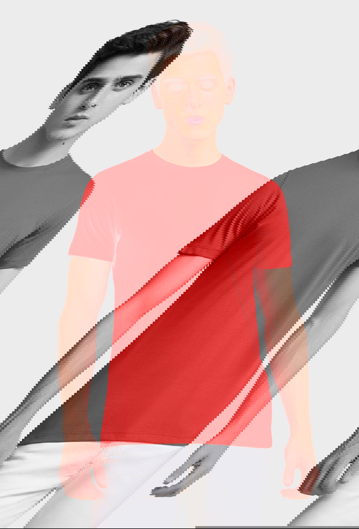 Twn Slim Fit Mercan Düz Kabartma Baskılı T-Shirt