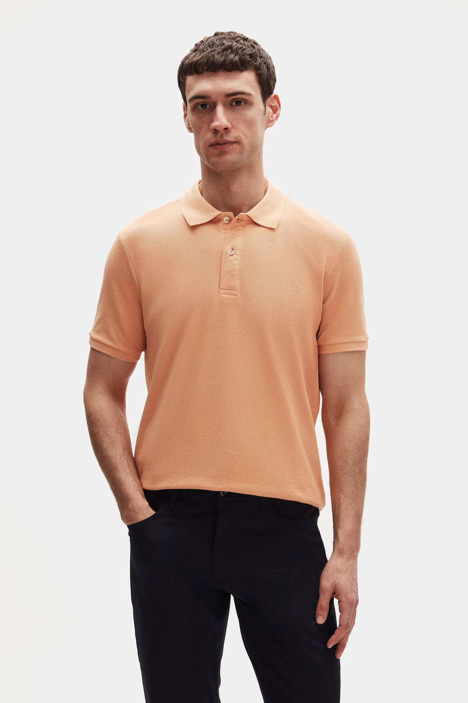 Ds Damat Regular Fit Açık Turkuaz/Kayısı/Taş Pike Dokulu %100 Pamuk Polo Yaka T-Shirt - 8683578060885 | D'S Damat