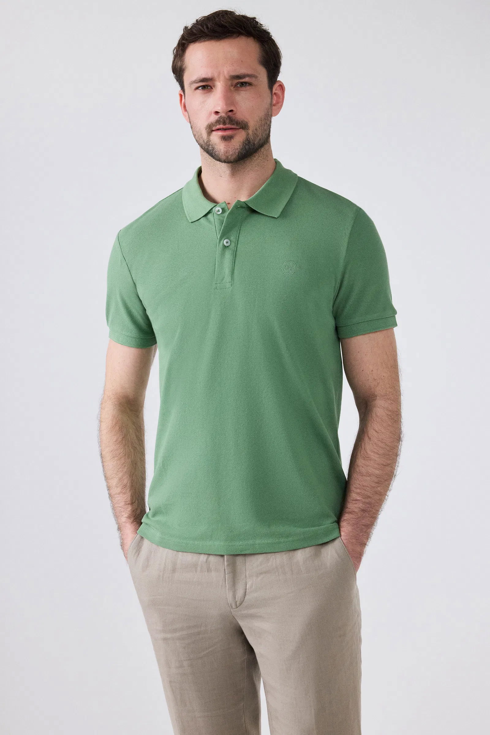 Ds Damat Regular Fit Yeşil/Açık Sarı/Taş Pike Dokulu %100 Pamuk Polo Yaka T-Shirt - 8683578061004 | D'S Damat