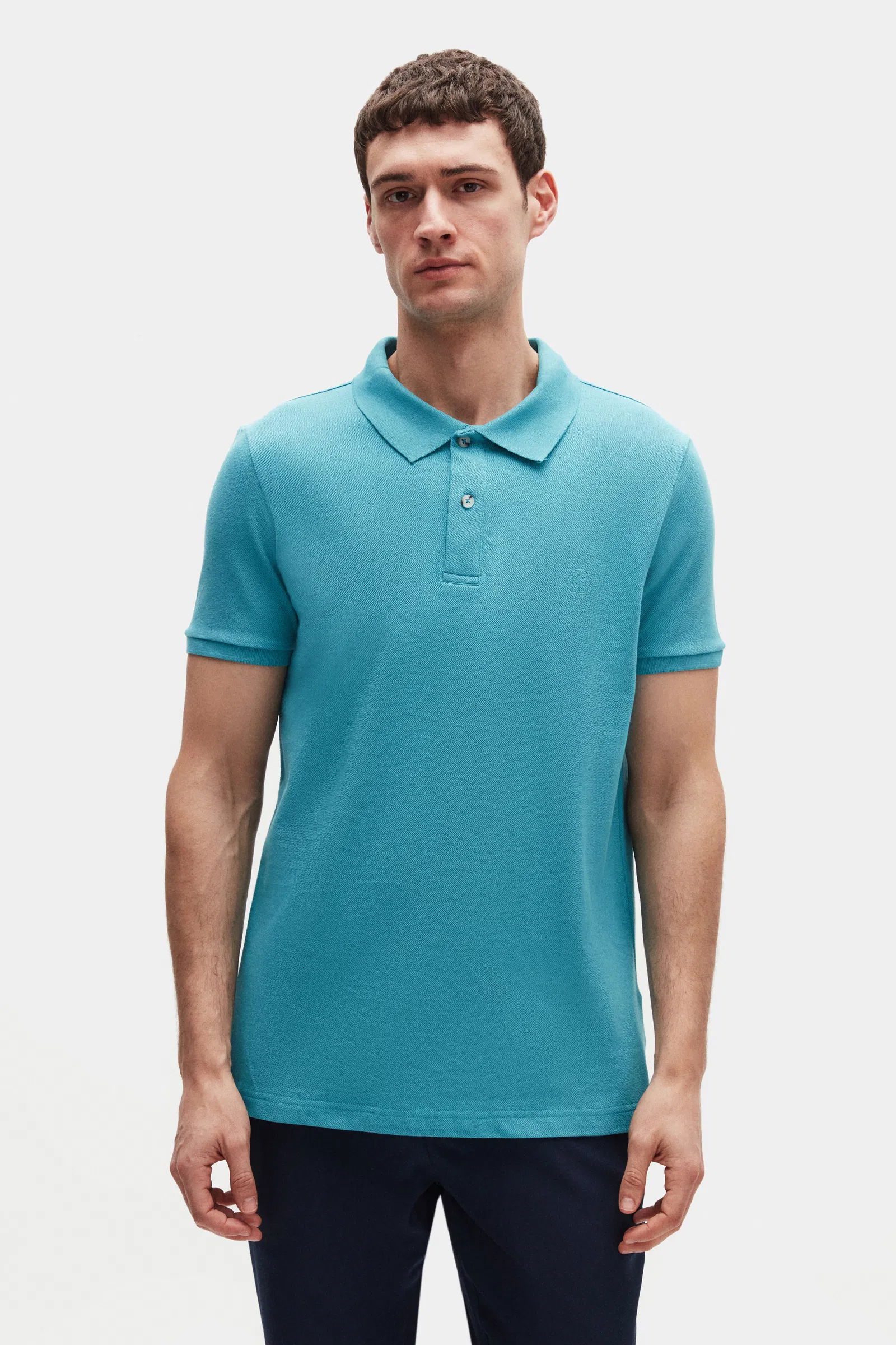 Ds Damat Regular Fit Turkuaz/Kayısı/Taş Pike Dokulu %100 Pamuk Polo Yaka T-Shirt - 8683578061042 | D'S Damat