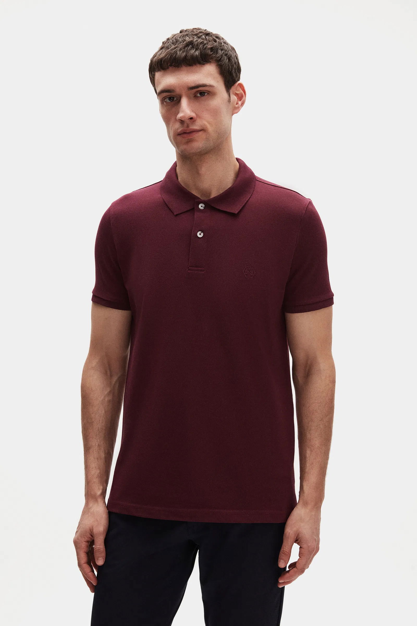Ds Damat Regular Fit Mürdüm/Açık Sarı/Taş Pike Dokulu %100 Pamuk Polo Yaka T-Shirt - 8683578060908 | D'S Damat