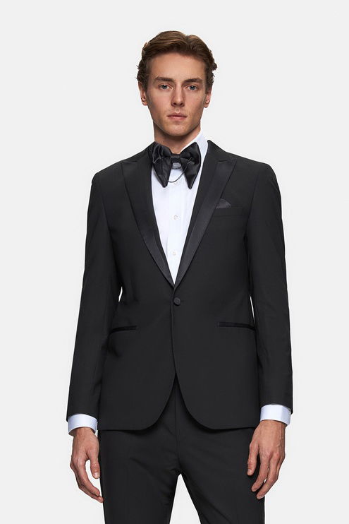 Tween Slim Fit Siyah Düz Travel Smokin Takim - 8684478375154 | D'S Damat